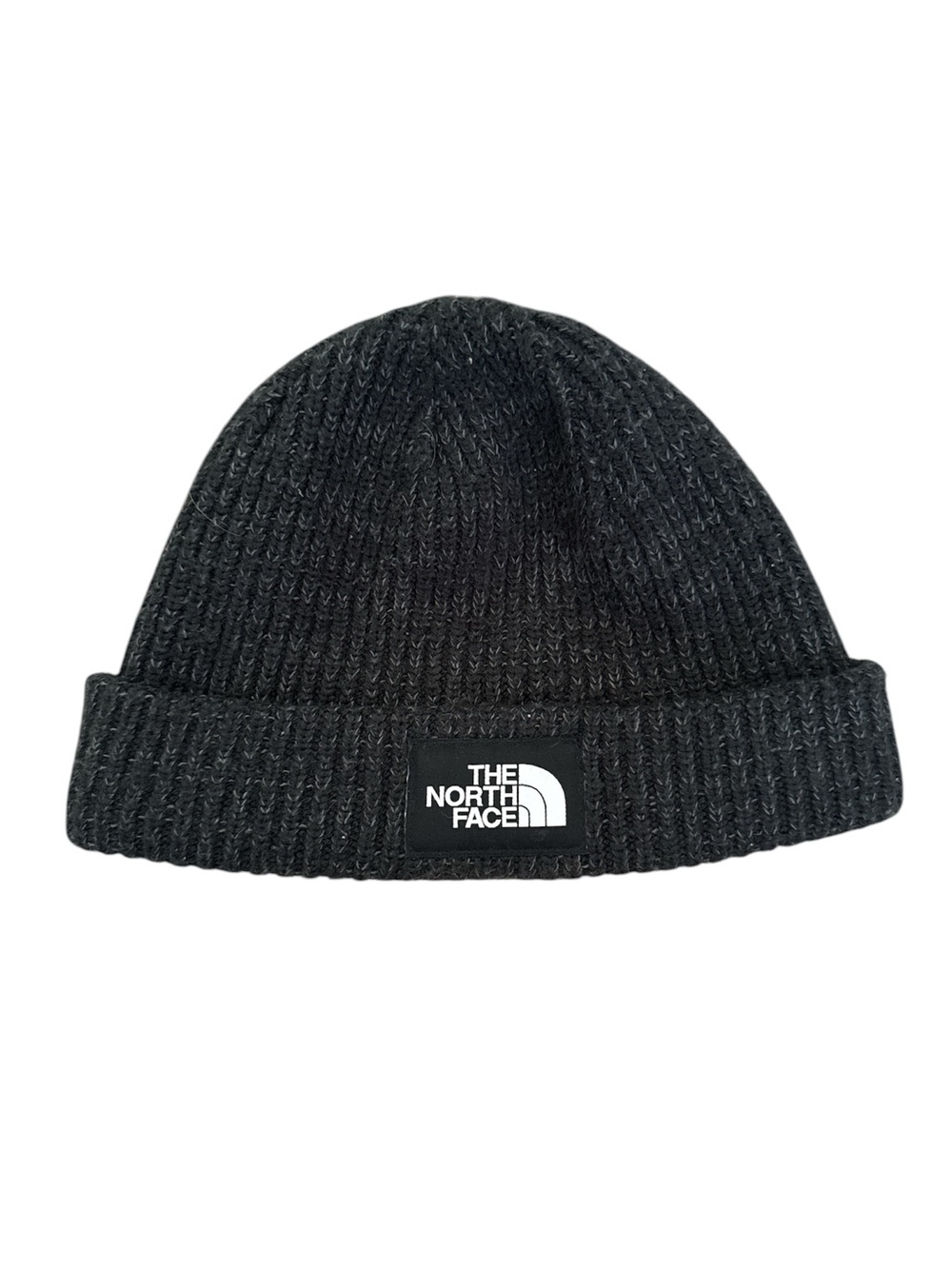 The North Face Salty Black Ribbed Cuffed Beanie with Logo Patch